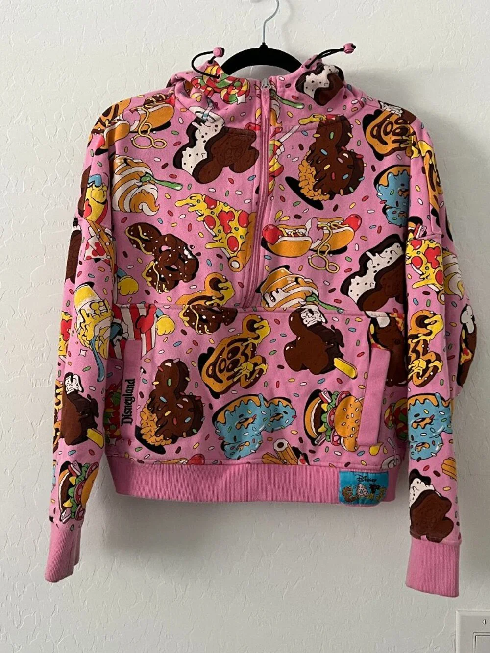 Disneyland Disney Eats Pink Half Zip Pullover Hoodie Hooded Sweatshirt Size M - Picture 2 of 12